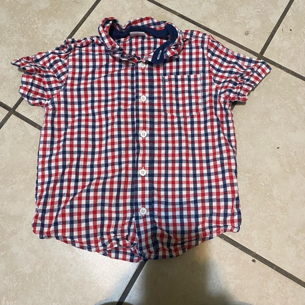 Kids Red, White & Blue Check Short-Sleeve Shirt